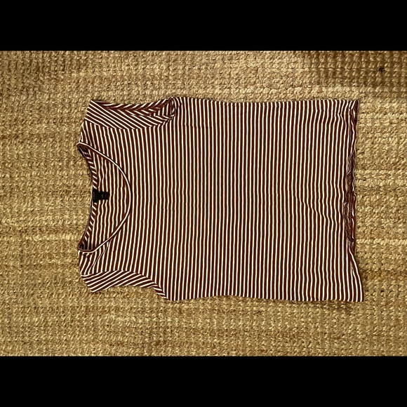 Jcrew cap sleeve tshirt, brown and cream stripe. - Picture 1 of 3
